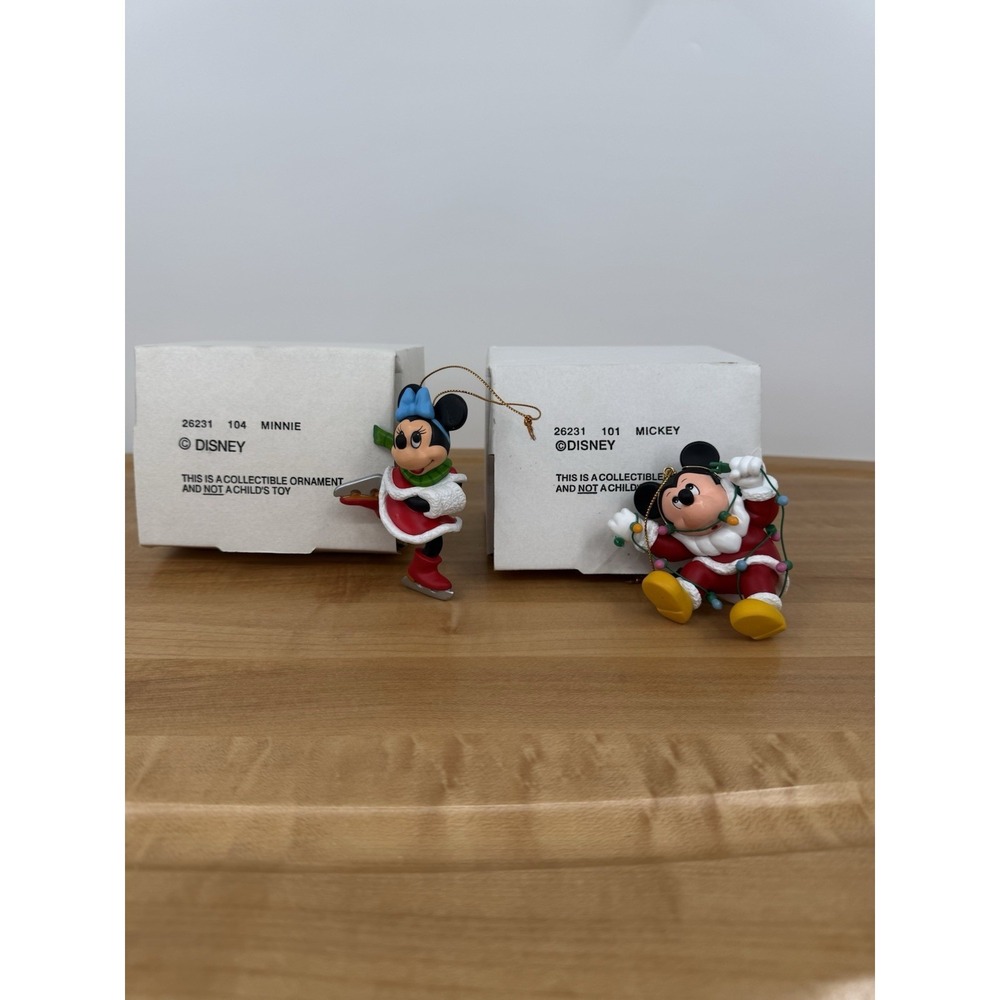 (2) Disney's‎ Christmas Magic Ornaments Made by Grolier Mickey And Minnie